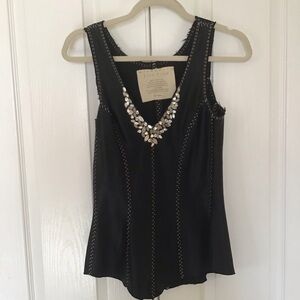 Jane Laug Couture silk satin Swarovski crystals hand made blouse M